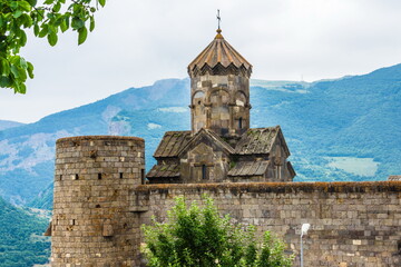 Fototapeta premium Tatev monastery in Goris , Armenia, a 9th-century Armenian Apostolic monastery. The monastic ensemble stands on the edge of a deep gorge of the Vorotan River. 