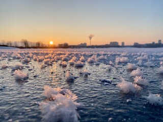 sunset over the river