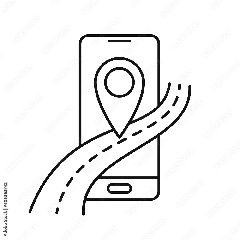 Canvas Prints smartphone with road icon. mobile navigation app. vector illustration.