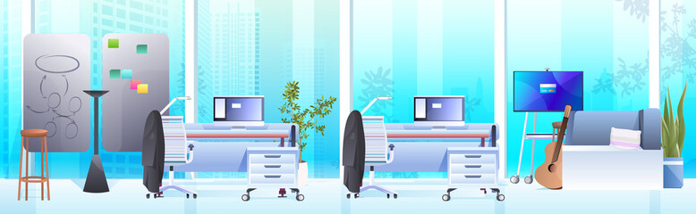 modern cabinet interior office room with furniture horizontal vector illustration