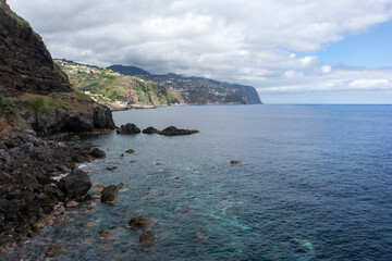 Fototapeta na wymiar Ocean Viewpoint on high mountain cliffs, Madeira Island