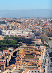 Fototapeta premium View of Rome from the dome of St. Peter's Cathedral. Vatican. Rome. Italy.