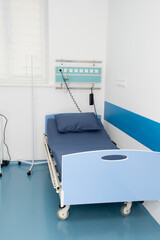 Empty modern hospital room with oxygen concentrator. Modern medical equipment in the intensive care unit
