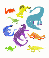 Dinosaur vector set - cute illustration for kids