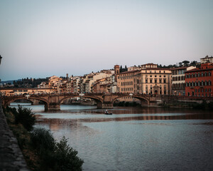 St Trinity Bridge is crowded with tourists. bridges of florence