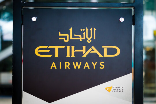 Kuala Lumpur, Malaysia -November 2017: Etihad Airways at Jakarta Soekarno Hatta Airport. Etihad Airways is a flag carrier and the second-largest airline of the UAE.