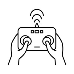 Drone controller icon. Flat pictogram for web. Line stroke. Isolated on white background. Vector eps10