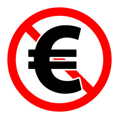 Euro ban icon. No money vector symbol. Stop euro sign.