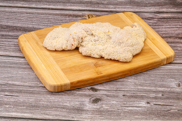Raw meat schnitzel for roast