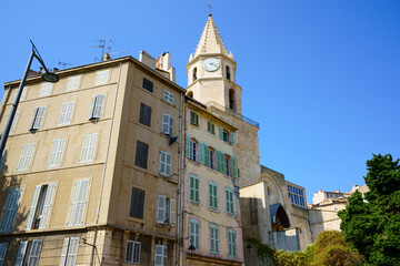 Facade of old building in Marseille, France