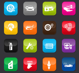 Car shop icons set