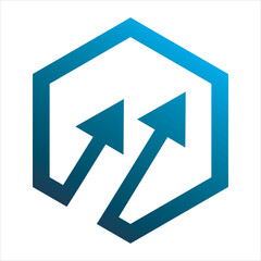 blue hexagon arrow logo design