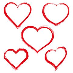 ブラシタッチのラフなハートのフレームセット