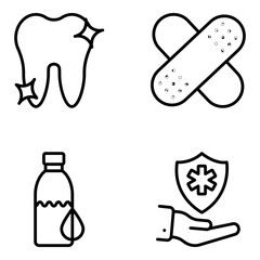 Pack of Medical and Protection Linear Icons 