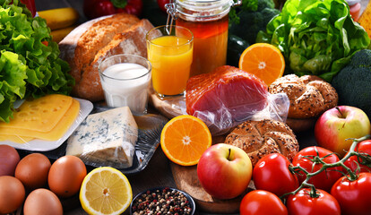 Assorted organic food products on the table