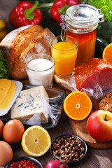 Assorted organic food products on the table