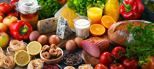 Assorted organic food products on the table