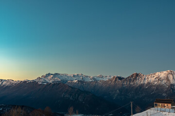 Winter sunset in the Julian alps