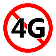 4G mobile networks ban icon. 4G signal is prohibited. Stop 4G internet