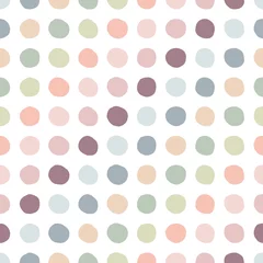 Foto op Plexiglas Geometrische vormen Regenboog kleuren polka dots vector naadloze patroon. Handgetekende geometrische abstracte gestippelde kinderachtige achtergrond