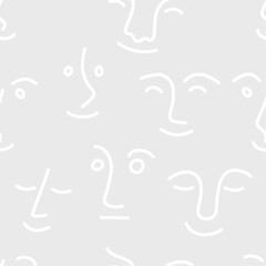 Set of funny characters, seamless abstract pattern