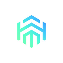 HM Monogram Letter Initial Hexagonal Logo Design Concept