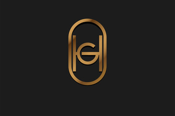 Abstract Initial G and H Logo, Gold Line Monogram style, usable for brand, card and company, logo design template element,vector illustration
