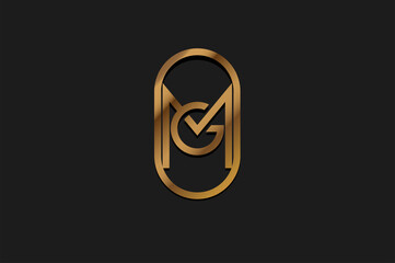 Abstract Initial G and M Logo, Gold Line Monogram style, usable for brand, card and company, logo design template element,vector illustration