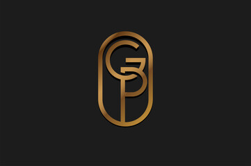 Abstract Initial G and P Logo, Gold Line Monogram style, usable for brand, card and company, logo design template element,vector illustration