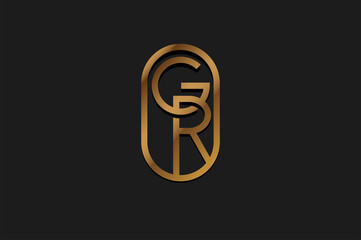 Abstract Initial G and R Logo, Gold Line Monogram style, usable for brand, card and company, logo design template element,vector illustration