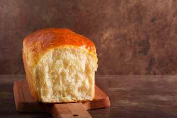 Homemade soft, fluffy white bread loaf