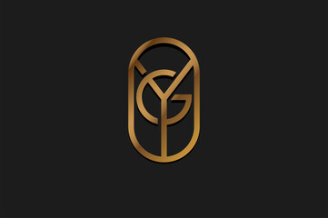 Abstract Initial G and Y Logo, Gold Line Monogram style, usable for brand, card and company, logo design template element,vector illustration