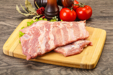 Raw pork ribs for cooking