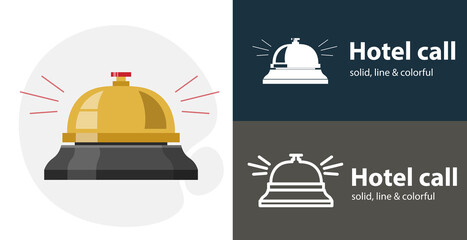 Hotel call flat icon, with reception call simple, line icon