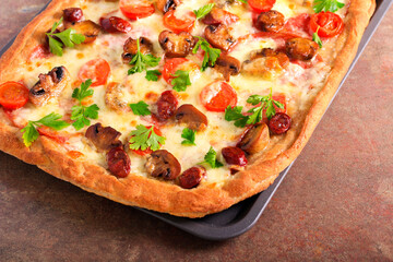 Fresh homemade whole wheat pizza