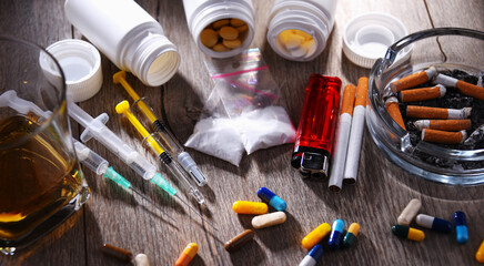 Addictive substances, including alcohol, cigarettes and drugs