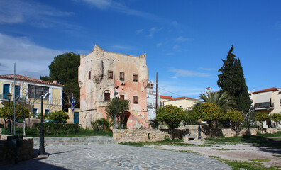 Fototapeta na wymiar Historical buidings of Aegina Island in Greece