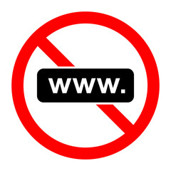 Internet connection ban icon. Internet is prohibited. No internet connection.