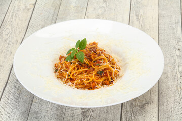 Italian traditional Pasta Bolognese with meat