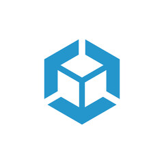 Hexagonal Arrow Direction Box Logo Design Concept