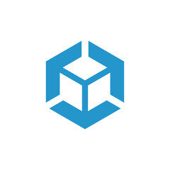 Hexagonal Arrow Direction Box Logo Design Concept