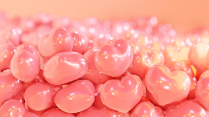 pink Heart valentine 3d falling balloon background