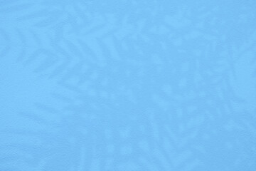 Leaves Shadow on Blue Stucco Wall Background.