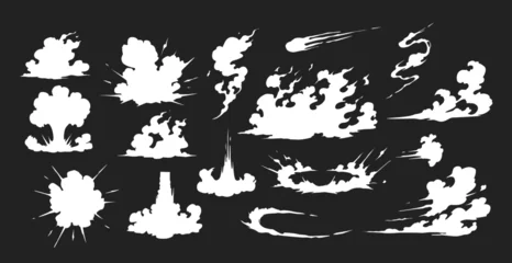 Deurstickers Smoke illustration set  for special effects template. Explosion, bomb,  steam clouds, mist, fume, fog, dust, dash,or  vapor  2D VFX Clipart element for animation © Panuwat