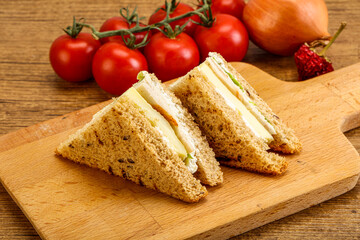 Club sandwich with chicken and cheese