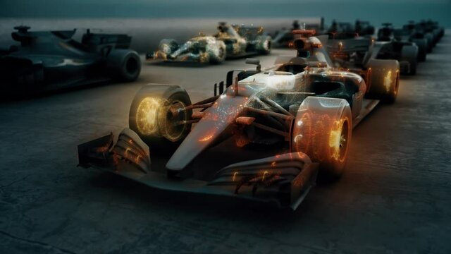 Formula 1 Racing Bolids 4k. High quality 4k footage