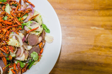 Spicy Chinese Sausage Salad with Fried Chili