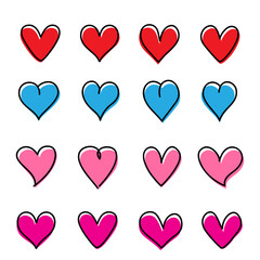 Valentine colors hearts set