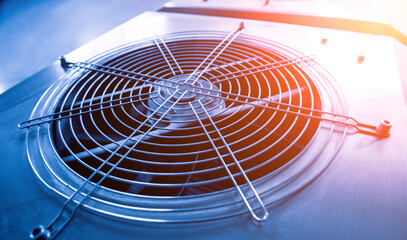 Fototapeta Metal industrial air conditioning vent. HVAC. Ventilation fan background obraz