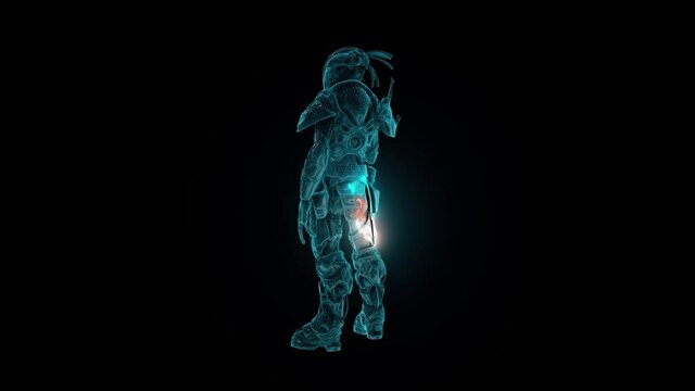 Alien Soldier Hologram 4k. High quality 4k footage